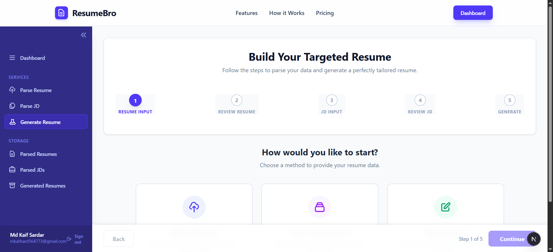 Resume generation service overview